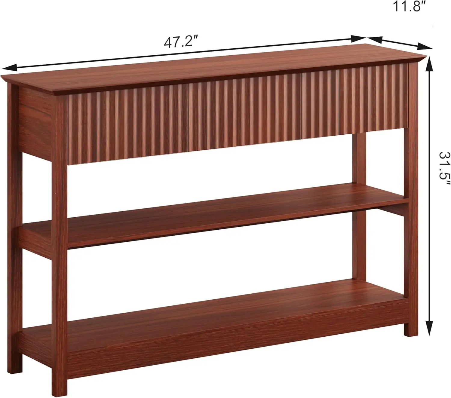 47" Console Tables for Entryway, Fluted Entryway Table with Drawers and Shelves, Narrow Sofa Table Behind Couch Table