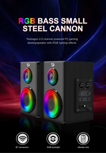 REDRAGON Calliope GS580 3.5 milímetros aux 2.0 stereo surround música RGB  barra de som para computador