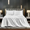 3/4pcs Queen King Size Luxury Bed Sheet Set Covers Satin Black Bed Sheets Pillowcase Flat Fitted Double Sheet Bedclothes 1