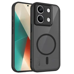 Matte Clear Magnetic Wireless Charging Shockproof Phone Case for Redmi K80 Pro 5G (Black)