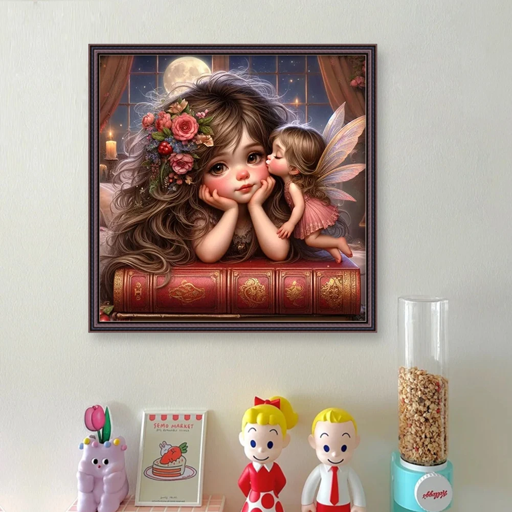 Cross Stitch Kit Full Embroidery Eco-cotton Thread 11CT Printed Girl 40x40cm