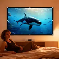 Écran de projecteur extérieur, équipement vidéo pliable et Portable, grand écran de théâtre enroulable magnétique pour Camping intérieur, camping-car, arrière-cour 3