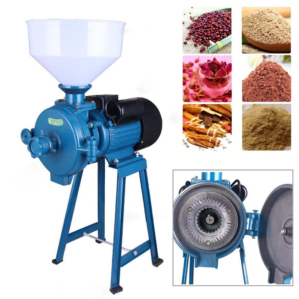 VEVOR Electric Grain Mill Grinder 1500W 110V Spice Grinders Commercial Corn Mill with Funnel Thickness Adjustable Powder Machine Heavy Duty Feed