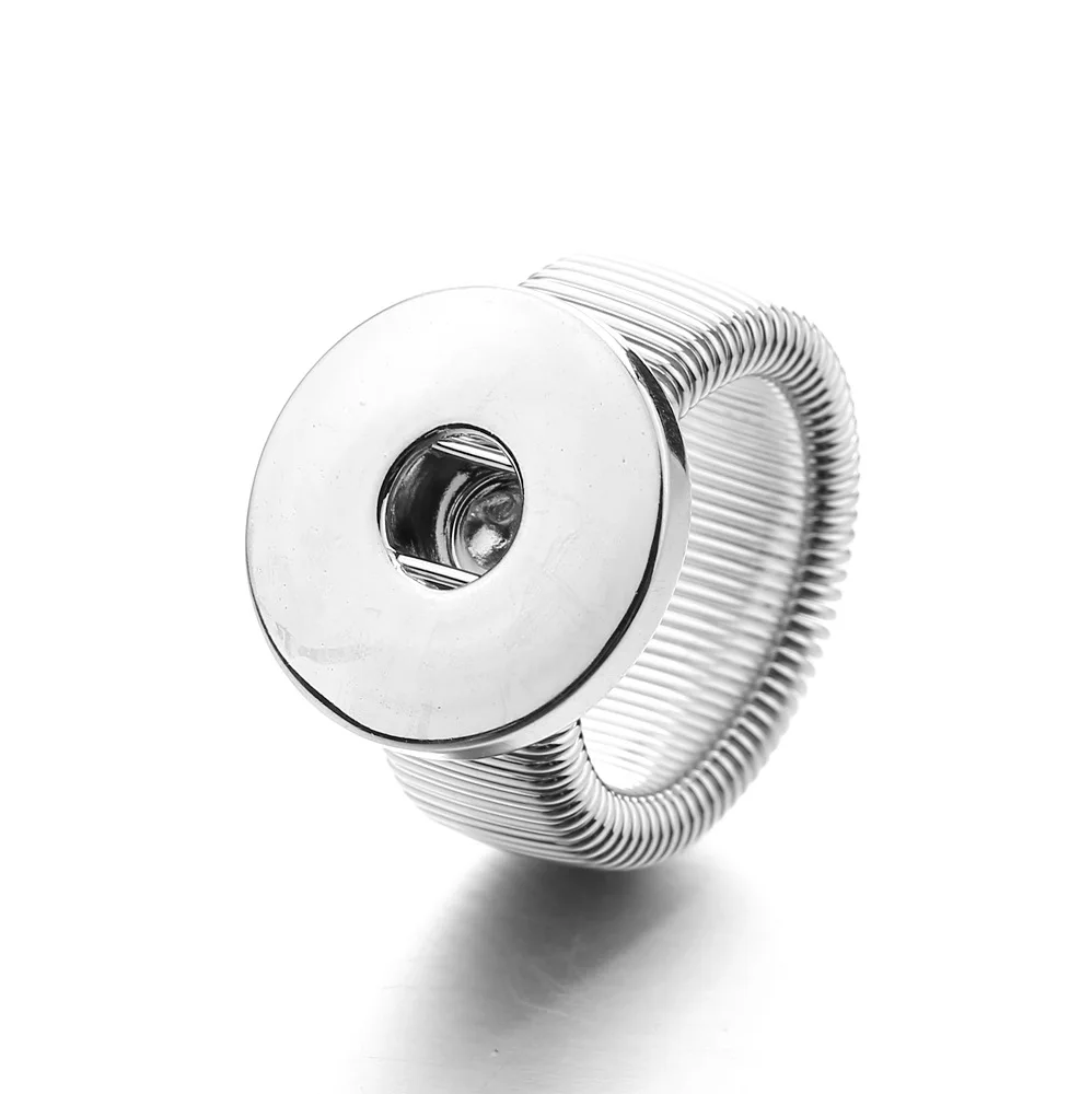 15pcs Elastic Adjustable Crystal Metal 18mm Snap Button Ring Interchangeable Charm Party DIY Snaps Jewelry