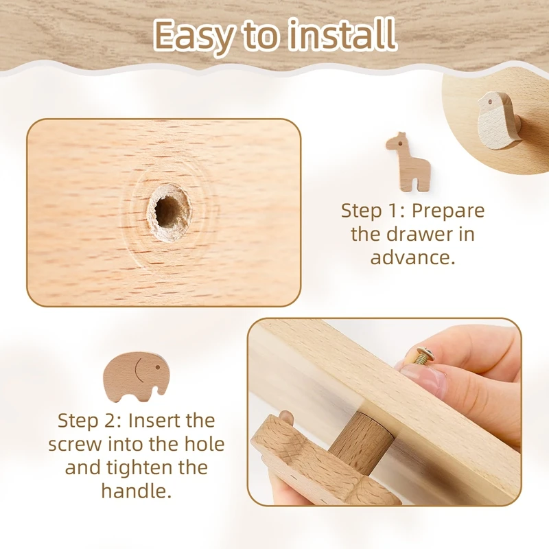 Wooden Drawer Cabinet Pull Handle Animal Shaped for Home Decor