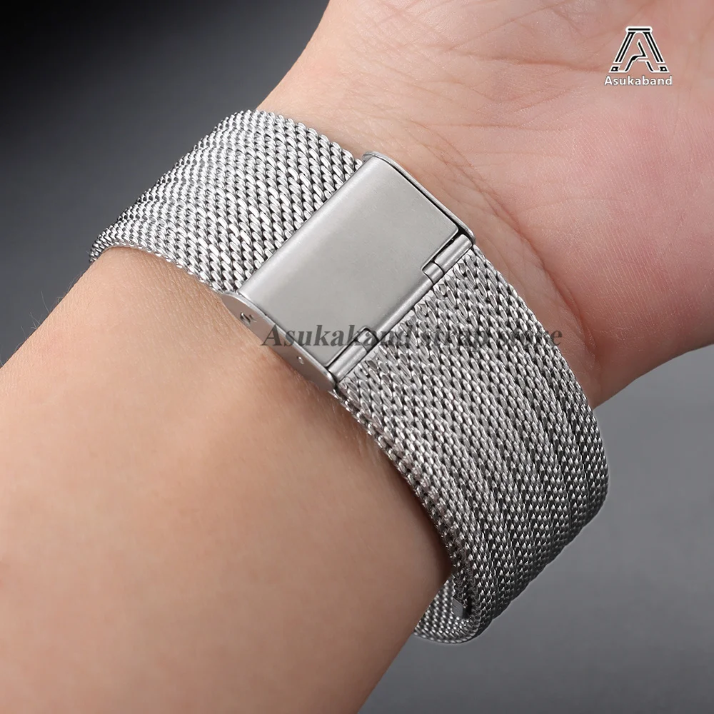 Elegant Gold Milanese Stainless Steel Mesh Strap Bracelet - Universal Fit for 18mm, 20mm, 22mm Watches