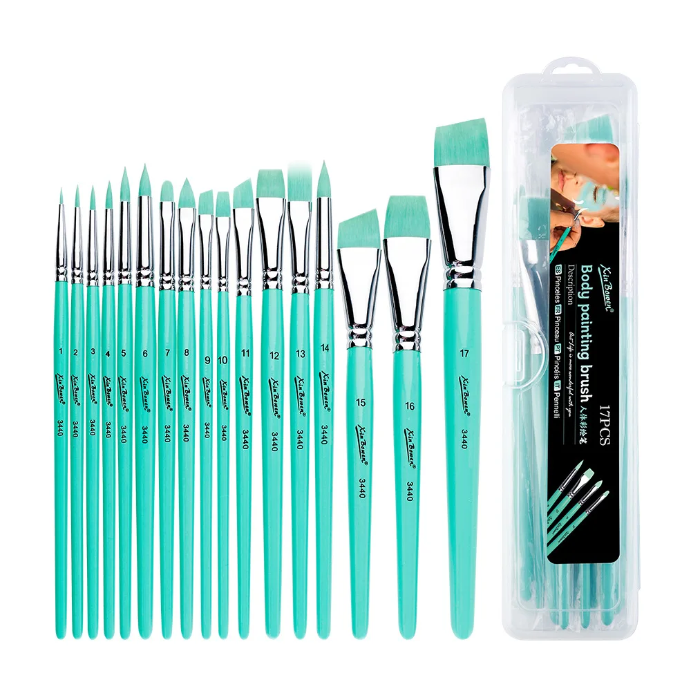 Body Pinting Brushes Face Body Art Paint Professional Wooden Handle Paint Brushes Set Watercolor Brushes Kits 5