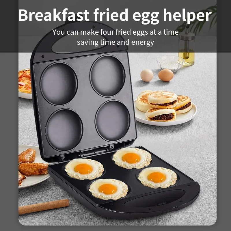 Houselin Egg Pan, Egg Frying Pan with Lid Nonstick 4 Cups Pancake Pan Fried Egg Pan for Breakfast - Black 3