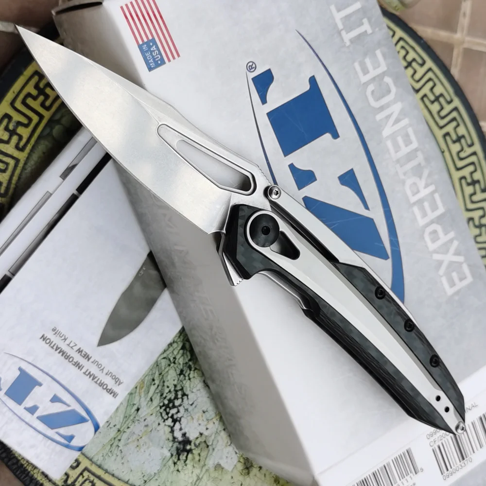 

JUFULE ZT 0990 0990CF Real Carbon Fiber Ceramic Bearing Mark 20CV Survival Tactical Outdoor EDC Tool Folding Camp Pocket Knife