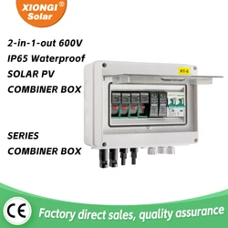 Solar photovoltaic PV Combiner Box With Lightning Protection 2 input 1 out DC 600V Fuse MCB SPD Waterproof Box IP65