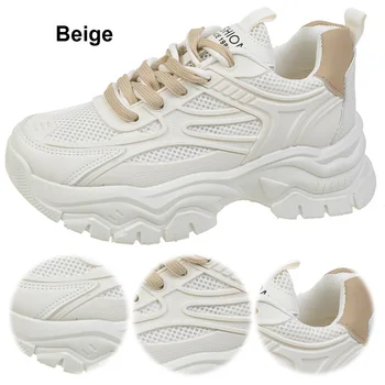 Chunky Fashion Sneakers Comfortable Casual Dad Shoes Lace-Up Walking Shoes Breathable Mesh for Women 1