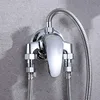 G1/2" Bathtub Shower Faucet Hot and Cold Water Mixing Valve Bathroom Set Countertop Mounted Chrome Plated Valve Bath Shower Set 4