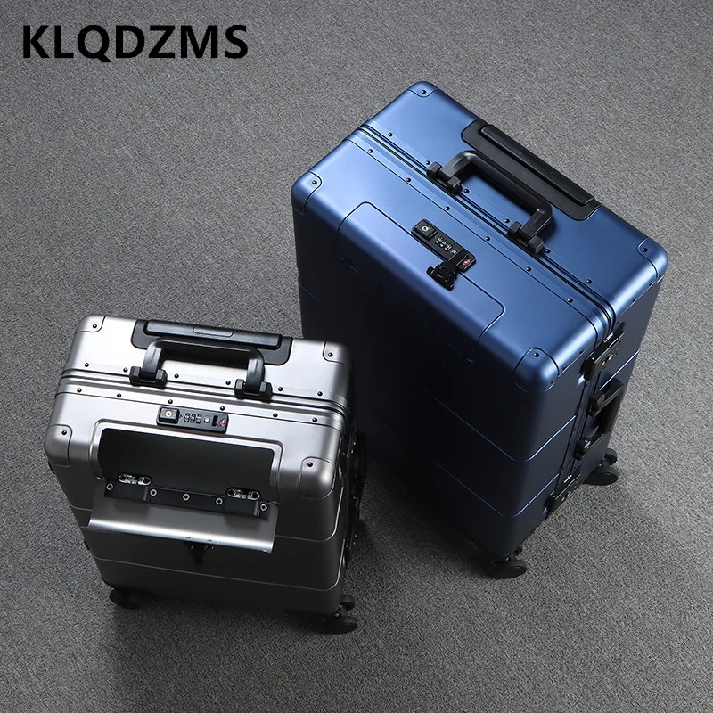 KLQDZMS-고품질 알루미늄 마그네슘 합금 비즈니스 트롤리 여행 가방 탑승 암호 케이스, 202428 인치, 수하물