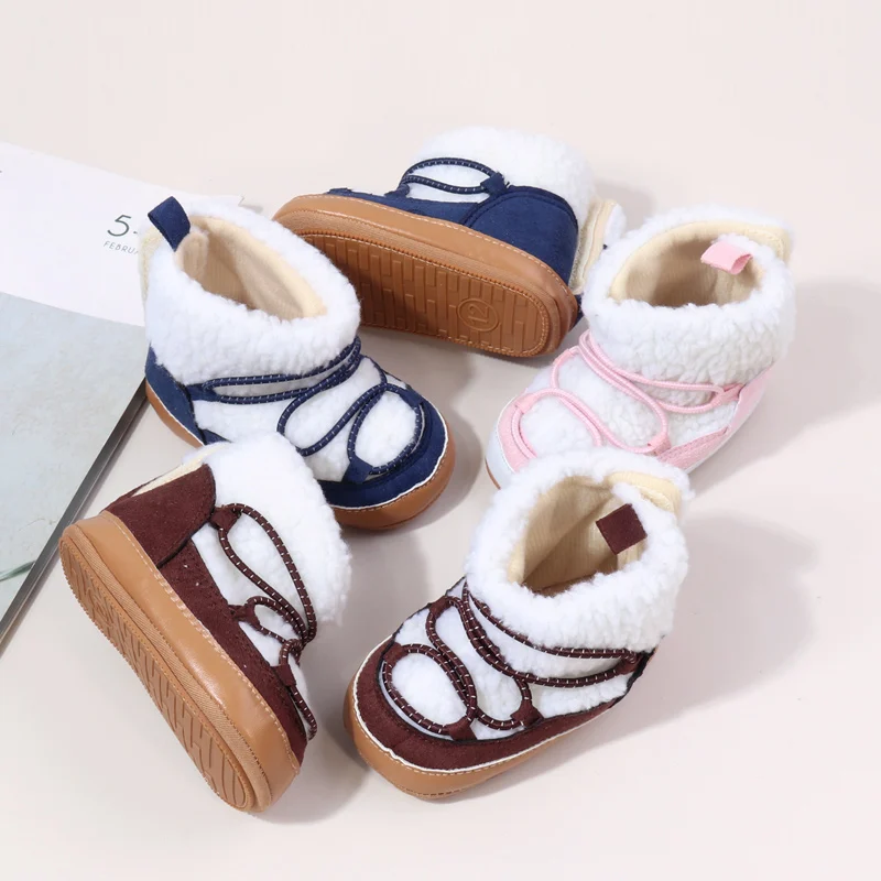Baby Girls and Boys Cute Winter Warm Snow Boots TPR Sole Non-slip Indoor Outdoor Walking Toddlers Shoes First Walkers BHX4164 3