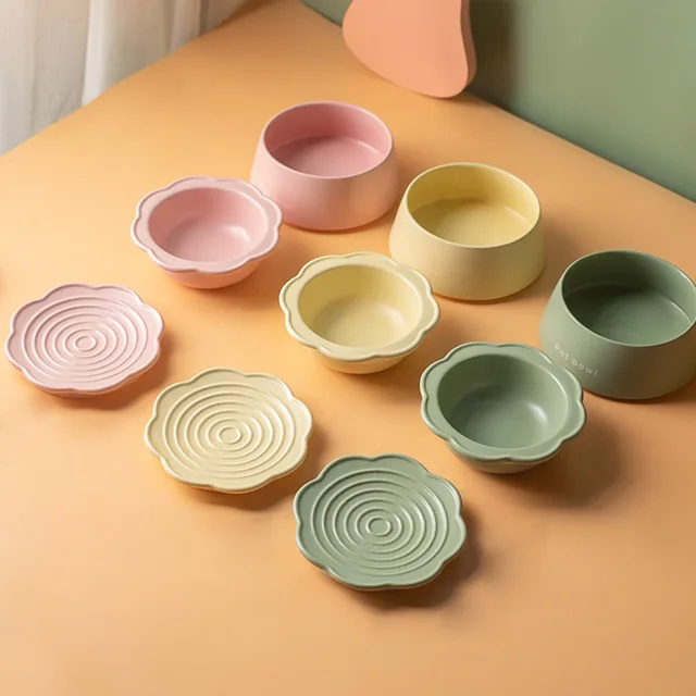 Cat Ceramic Bowl 3 in 1Multifunctional Pet Food Water Snack Plates Bowls Small Dogs Meal Plate and Water Bowl Combination Set 3