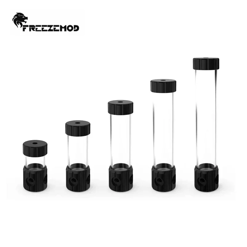 FREEZEMOD 투명 컴퓨터 원통형 수냉 저수조, 내장 여과 PC 쿨러 포함, OD50MM POM 물 탱크