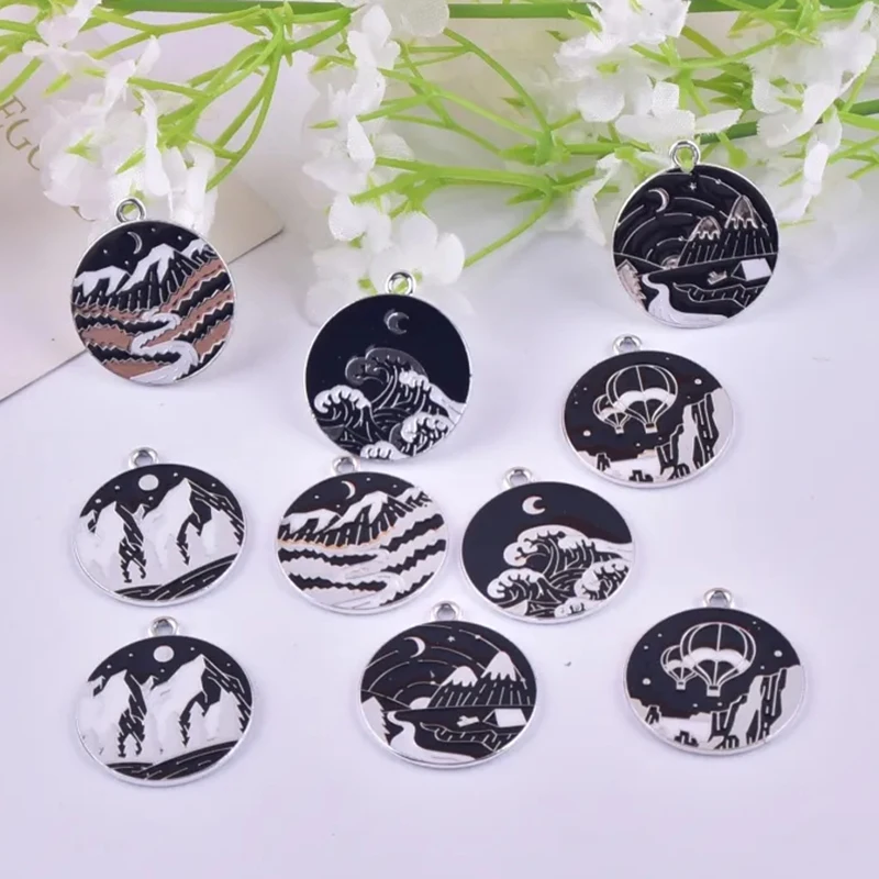 

10pcs Black the Ocean the Mountain Sea Metal Charms for Women Gifts Earring Bracelet Necklace Jewelry DIY Making