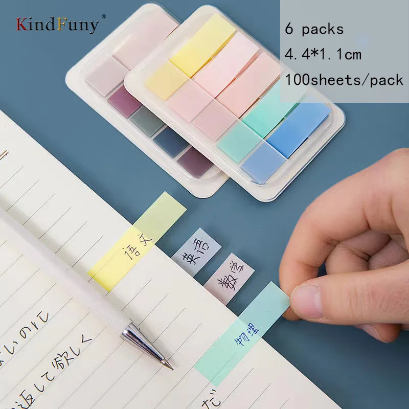 

KindFuny 6 Packs Color Self Adhesive Memo Pad Sticky Notes Bookmark Posted It Marker Memo Sticker Paper Office School Supplies
