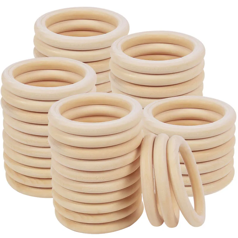 

20-80mm Unfinished Solid Natural Wooden Circle Ring For Ornaments Connectors Wooden Hoops Jewelry Making DIY Handmade Accessorie