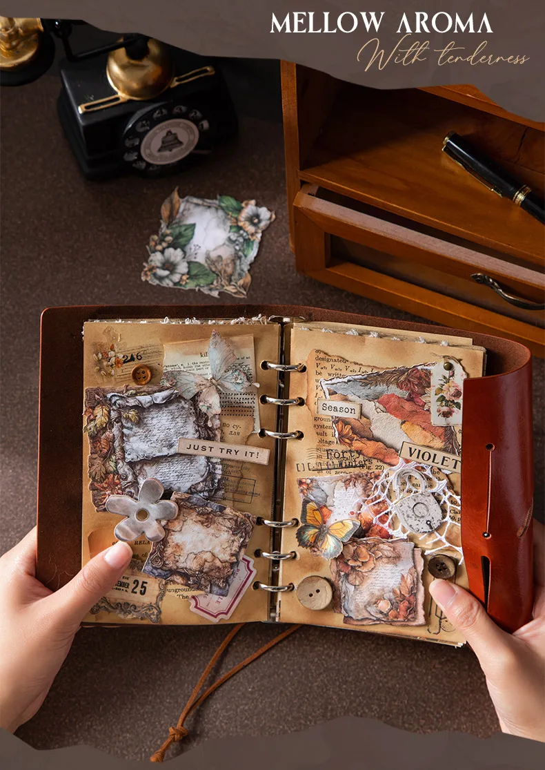Journal GO 10 Stück Pflanzenrahmen, gebrochenes Thema, Hartkartenaufkleber-Set, alte Schattenkapitel-Aufkleber für Journaling, Scrapbook, Album, DIY – Detail 13