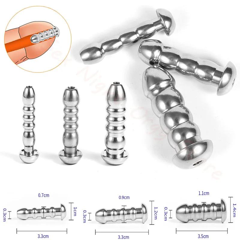 SM Stainless Steel Hollow Urethral Plug Sex Sounding Rods Penis Plug Bead Massage Urethra Dilator Catheter Male Masturbator 9pcs
