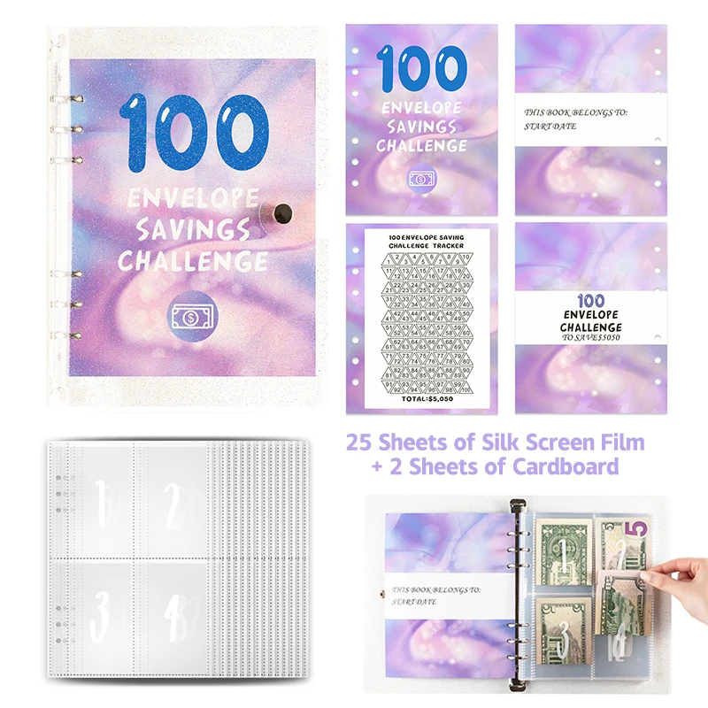 

100 Days 100 Envelope Savings Challenge Saving Money Challenge Binder Notebook Cash Budget Organizer Save Money Game