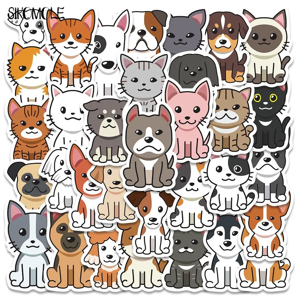 

10/33PCS Cartoon Cute Cat And Dog Graffiti Stickers Animals Kawaii DIY Toy Kids Laptop Luggage Skateboard Suitcase Decal Sticker