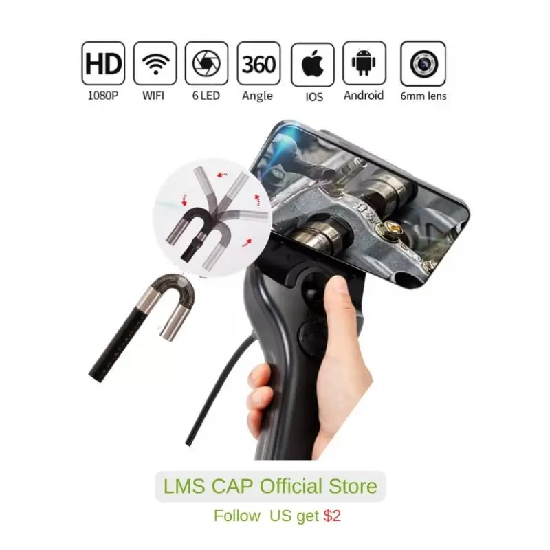 

Universal Endoscope Camera Car Check Camera for the IPhone Android Four-Way 360° HD 6.0 MM Tube Camera