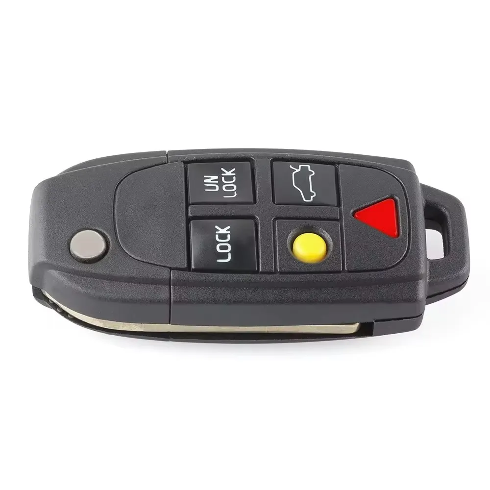 Car Remote Key Car Key Key Shell Key Case Car Key Shell 5 Buttons Car Flip Remote Key Fob for Volvo XC70 XC90 S60 S70 S80 V70 2004-2015