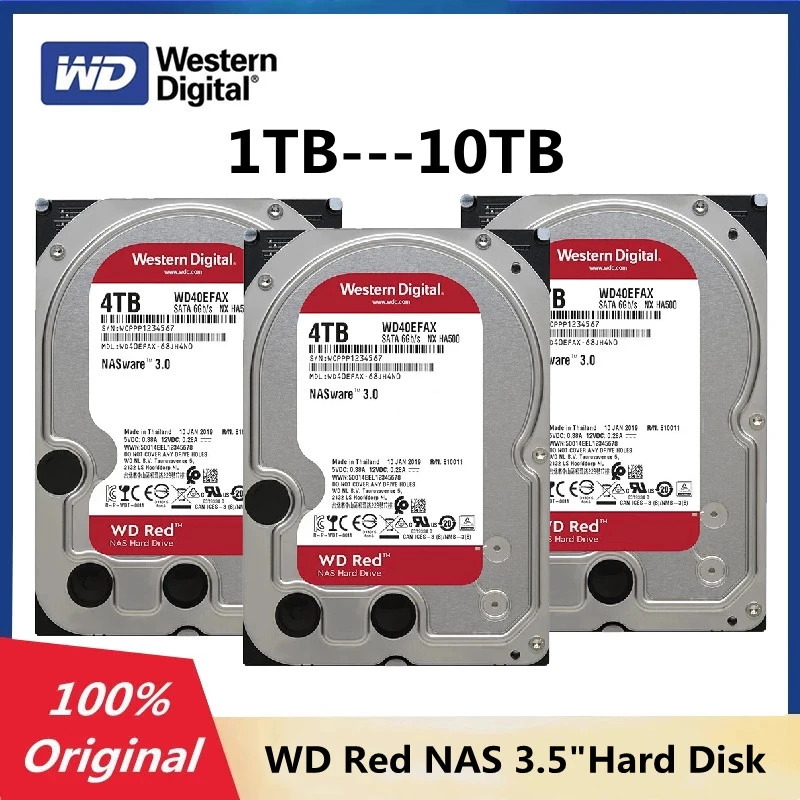 Western Digital Wd Red Nas 1tb 2tb 4tb 6tb 10tb 3.5" Internal Hard Drive Sata 6gb/s 64 Mb Cache Hdd For Desktop Original - Portable Hard Drives - AliExpress