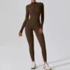 Women Yoga Jumpsuit Fitness Sports Suit Zipper Elastic One-Piece Bodysuits Gym Long Sleeve Gym Runing Push Up Workout Sportwear 4