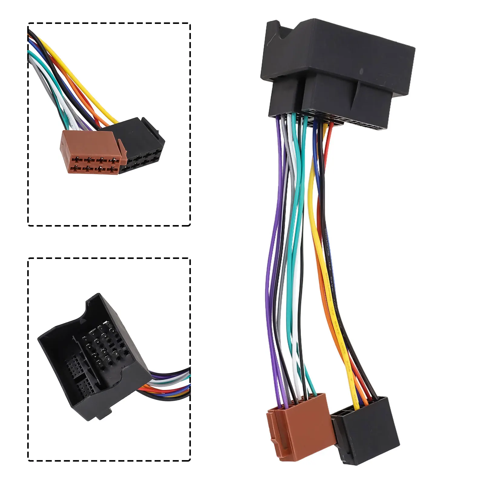 

Car Radio Wiring Harness Radio Wiring Harness Quick Installation Wear-resistant 220mm ABS Black Non-deformation