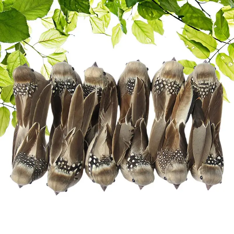 

Clip On Birds 12pcs Sparrow Feather Bird Decorations Artificial Simulation Birds Decorative Fake Birds For Christmas Tree Craft