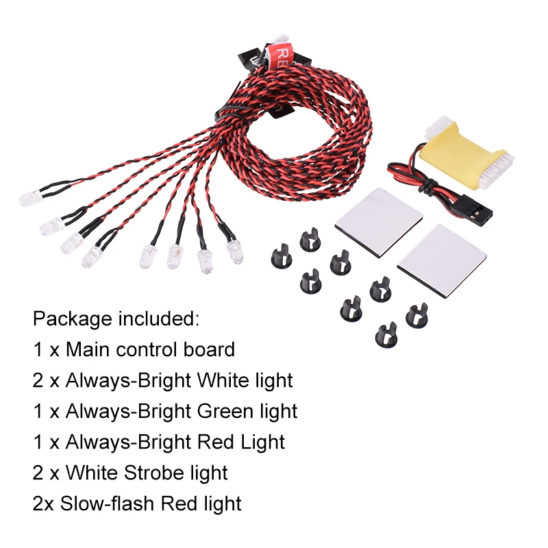Installation des lumières LED sur un hélicoptère RC, kit d'éclairage LED RC 8 pièces pour avion et hélicoptère - Vol de nuit amélioré