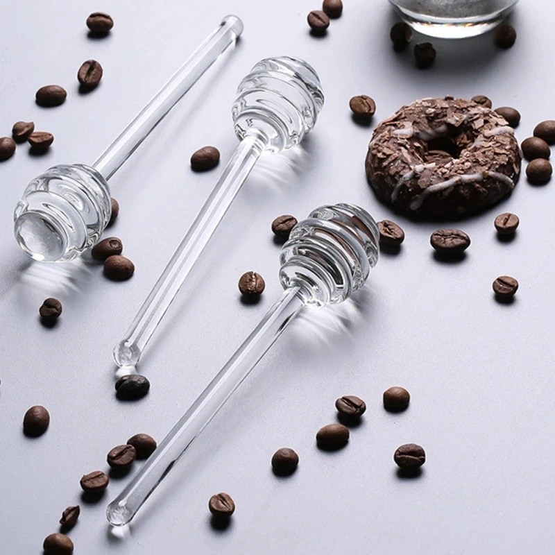 2023 New 1Pcs Honey Spoon Glass Honey Dipper Stick Syrup Dispenser Spoon Jar Stick Kitchen Accessories Server Honey For Honey