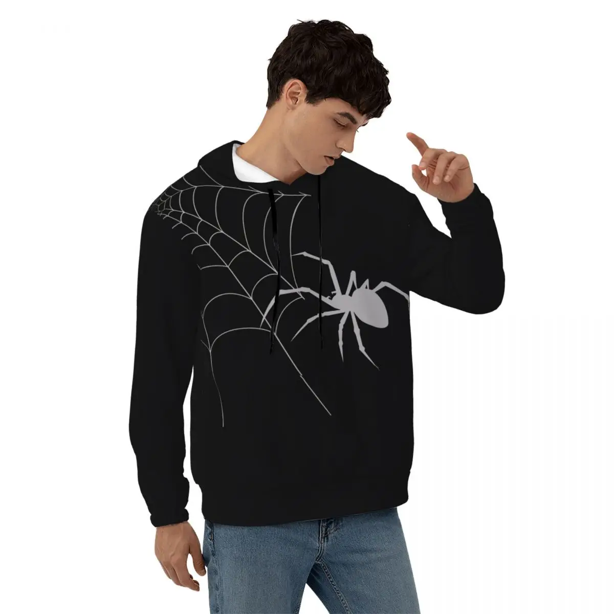 

Худи в стиле «паук-паутина», уличная одежда, художественный современный пуловер в стиле ретро, худи, повседневный теплый свитшот в стиле оверсайз с графическим принтом, осень