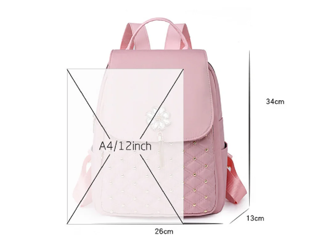 New Fashion Trend Waterproof Oxford Large Capacity Travel Shoulder Bags Laptop School Bag Handbag Women Rivet Tassel Backpack