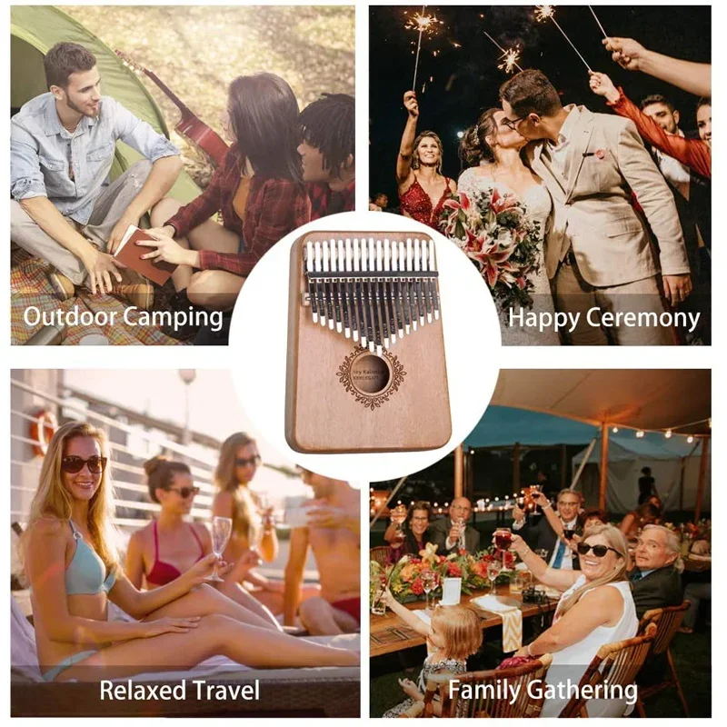 Kalimba 17 Keys Thumb Piano Wood Mahogany Mbira Body Afircan Sanza Kalimba Bag Creative Music Box Finger Piano