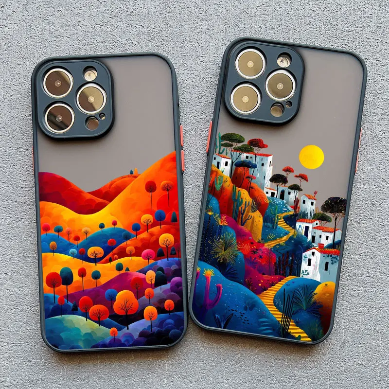Yellow Sunset Mountain Shockproof Phone Case - Natural Scenery Cover