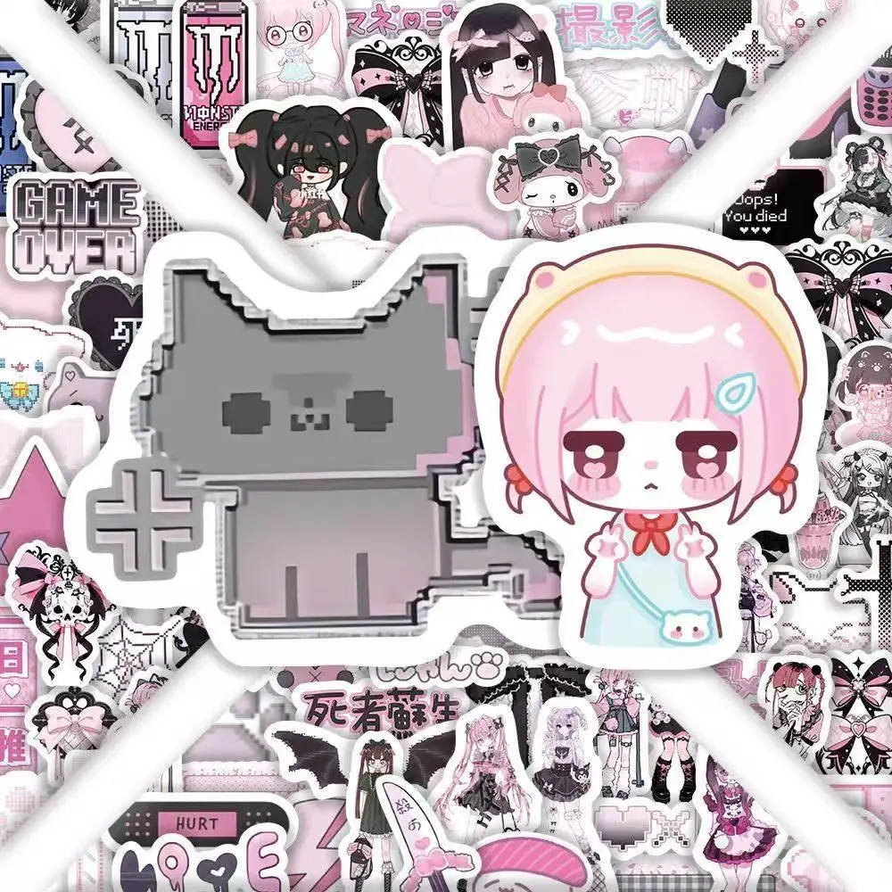 Gothic Lolita Sticker Set Japanese Gothic Anime Decals for Water Bottle Kawaii Aesthetic Stickers 100PCS