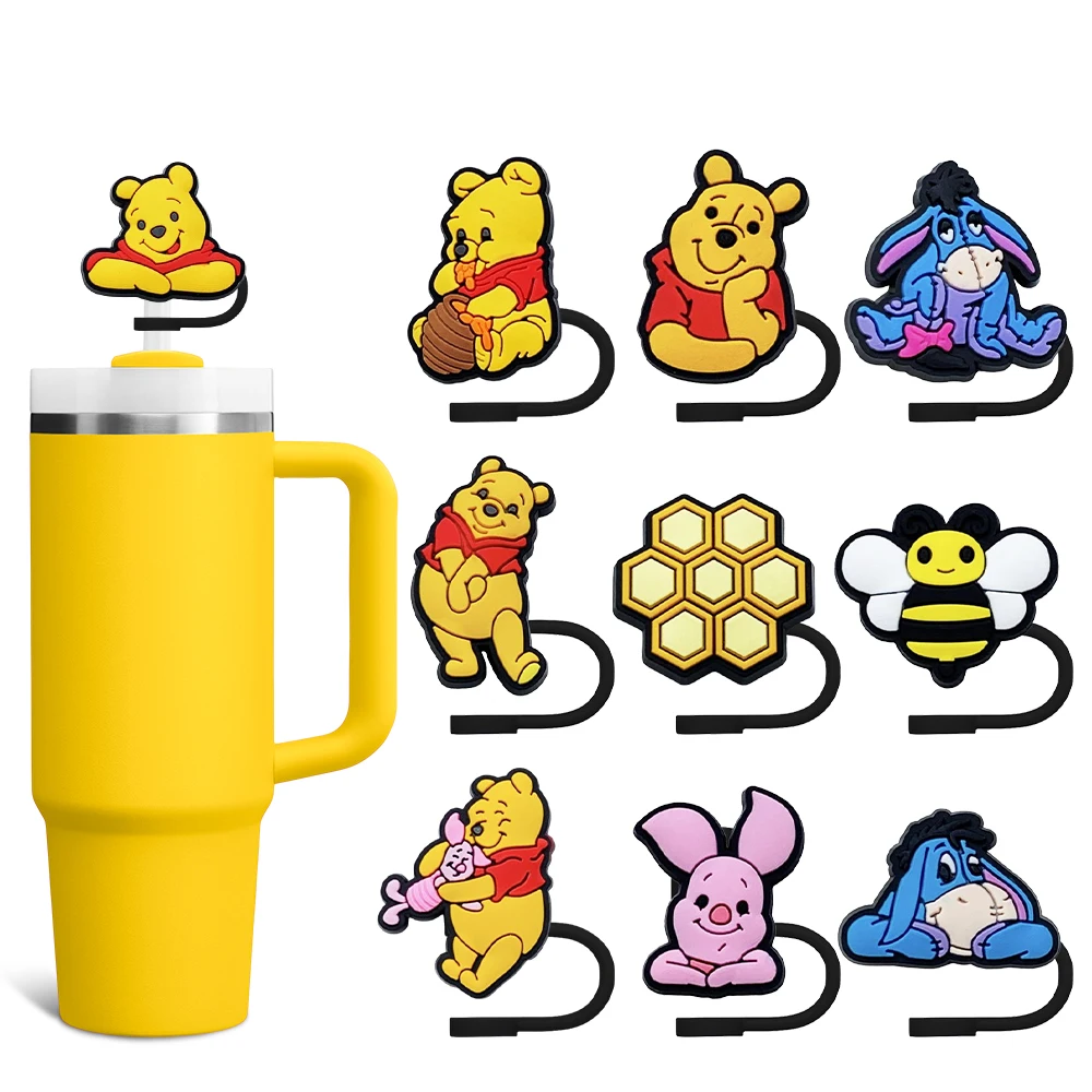 

Hot Toys Disney Bear Straw Cover Cap Cartoon 10MM Drink Straw Plug Reusable Splash Proof Drinking Cup Straw Cap Accessories Gift