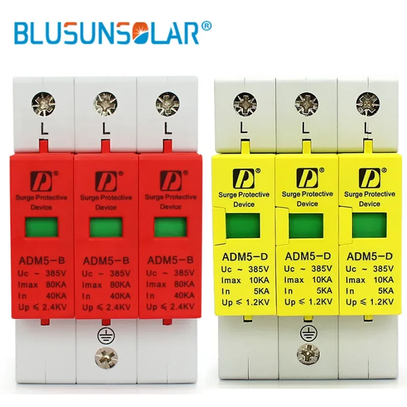 3P 20KA 60KA 80KA 110V 220V 385V AC Din Rail SPD House Lightning Surge Protector Protective Low-voltage Arrester Device PV Solar surge protective device excellent practical easy installation for camera surge arrester thunder arrester