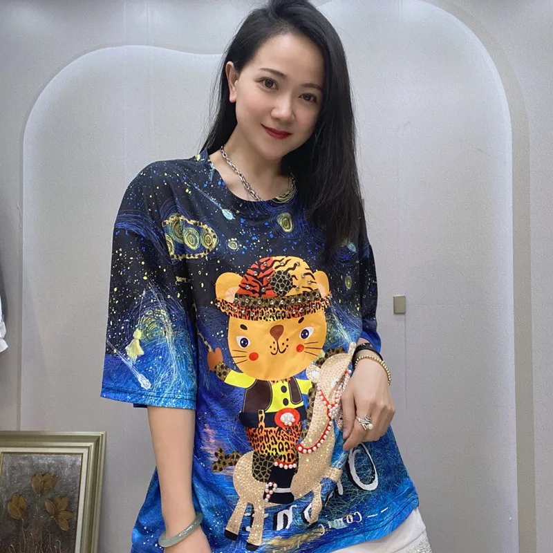 Летние футболки с рисунком и шипами повседневные милые коротким рукавом для