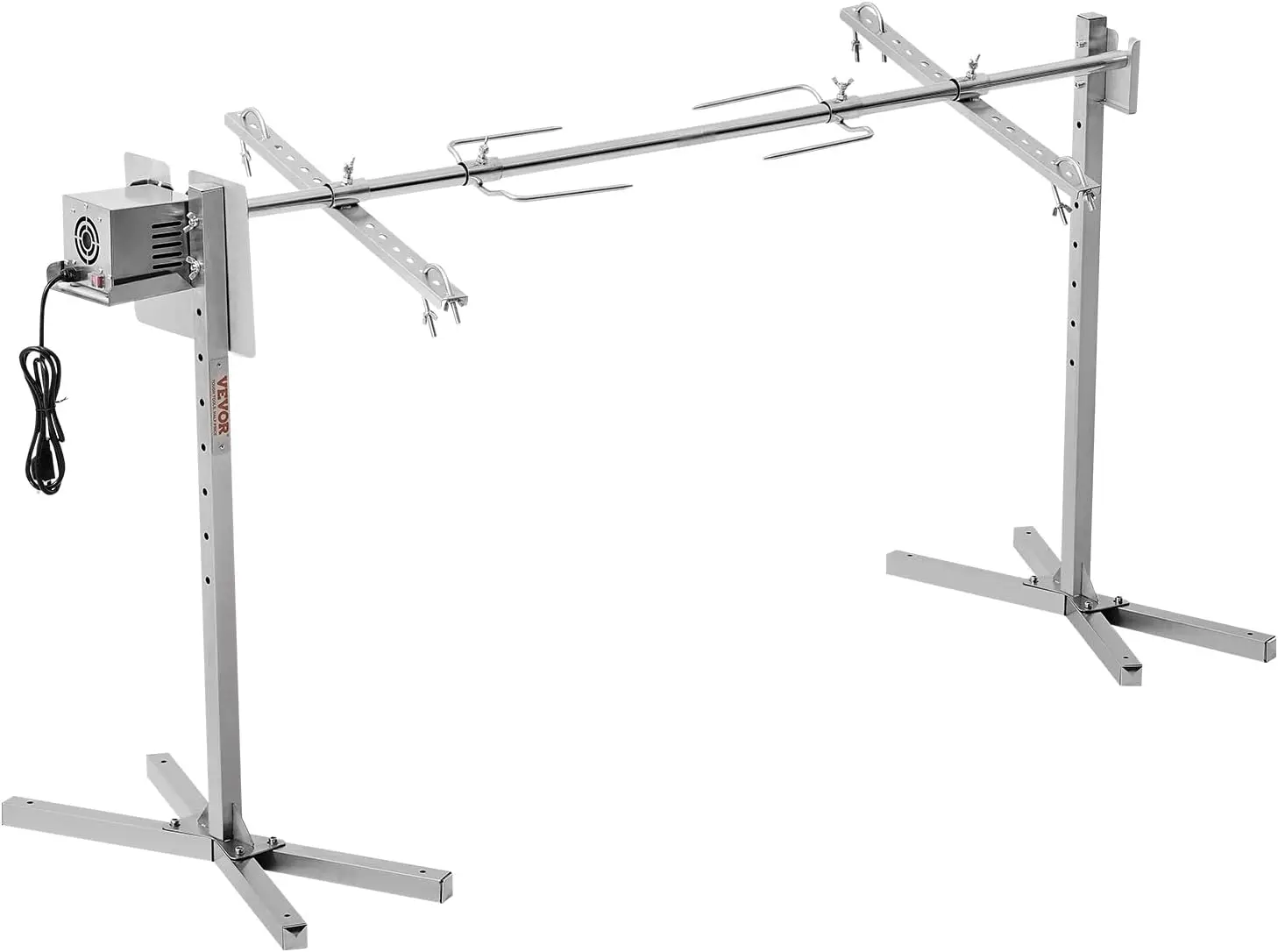 Splicable Rotisserie Grill Kit, 56-Inch Sectional Spit Rod with Heat Shield for Pig Lamb, 132 lbs Capacity, Automatic 52W Motor, 2
