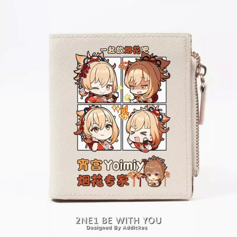 Anime Genshin Impact Yoimiya Zipper Fashion Wallets PU Purse Card Holder Money Bag Gift B451 Cosplay