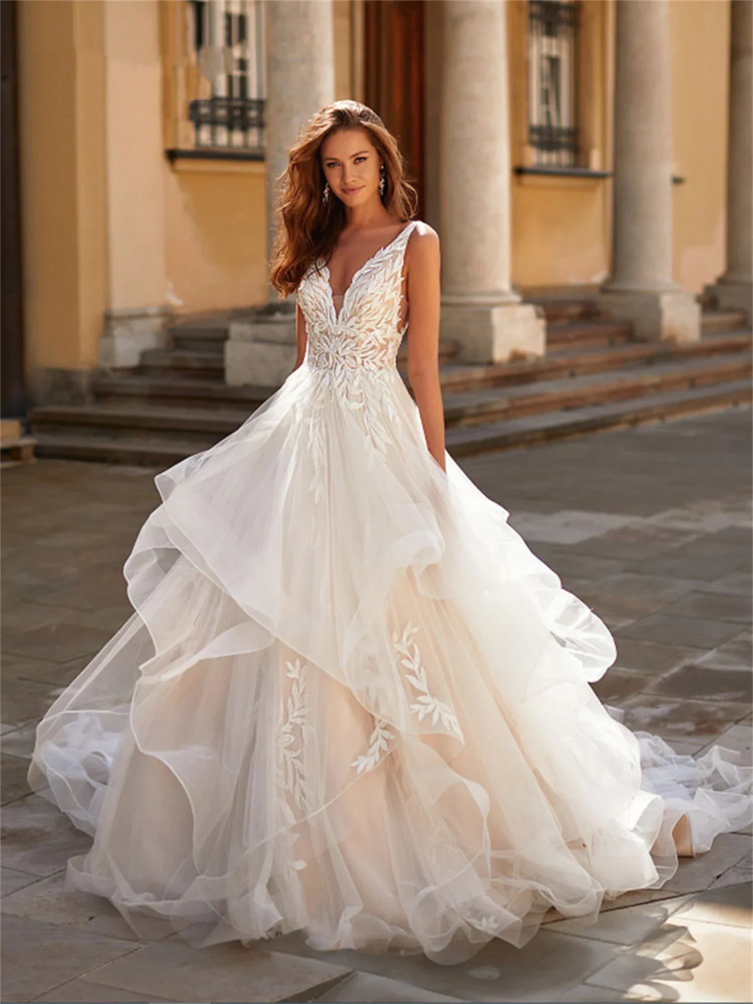 

V-neck Bespoke Wedding Dress for Bride Lace Simple and Elegant Wedding Dress 2024 Weddings Dresses 2024 Bepeithy Official Store