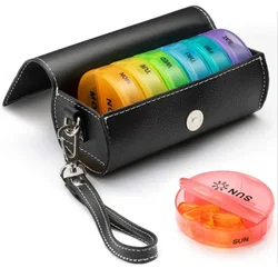 Deluxe 14-Compartment Weekly Pill Organizer for Medications and Supplements (Colorful with bag)