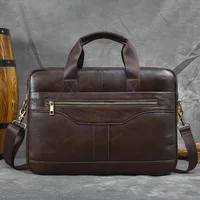 Genuine Leather Briefcase Bag for 15.6 inch laptop computer bag cowskin handbag for men male leather crossbody shoulder bag 1