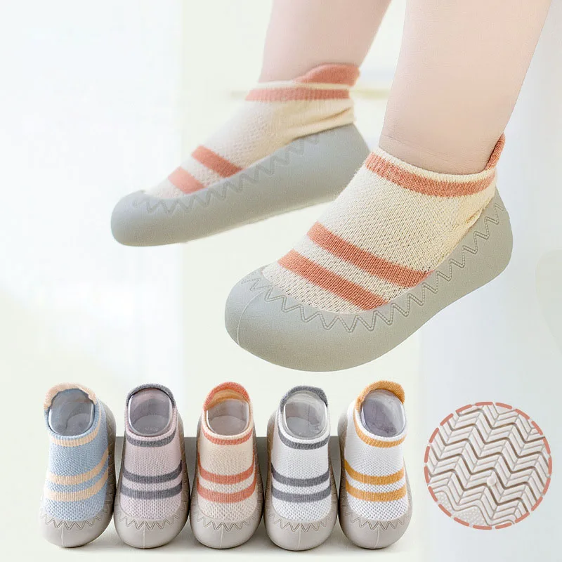 

Summer Baby Sock Shoes Anti Slip Infant Boy Girl Sock Shoes With Soft Rubber Sole Kids Shoes First Walkers Toddler Casual Shoes