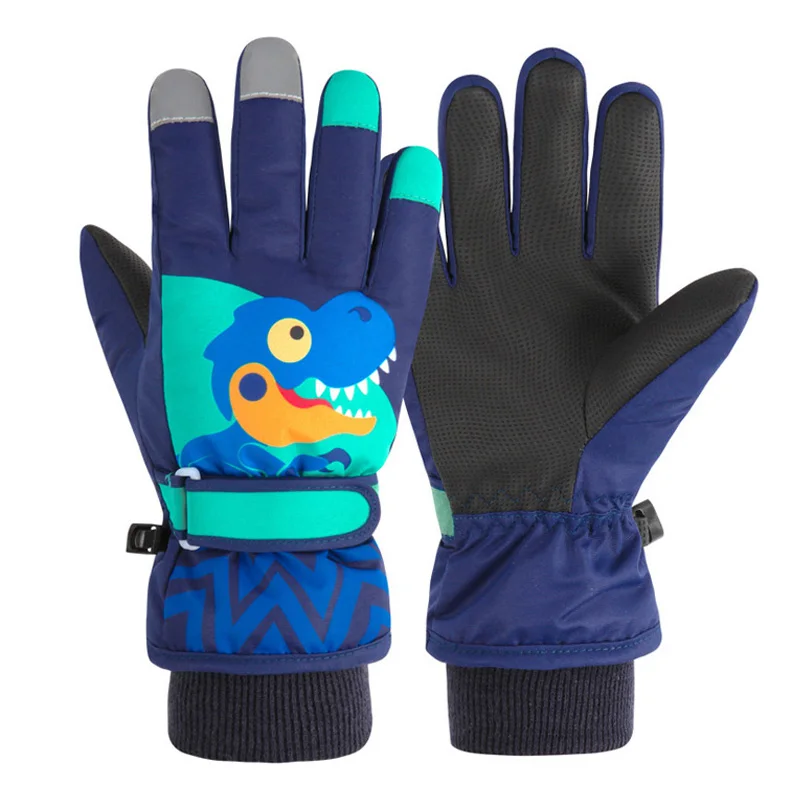 Winter Ski Gloves for Kids Windproof Children Gloves Plus Velvet Mittens Warm Snowboard Snow Gloves Skiing Riding Boy Mitten